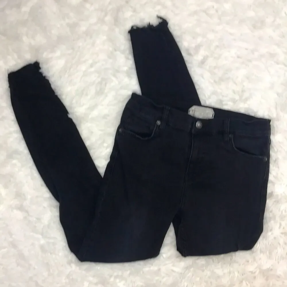 Free People Black Frayed Denim